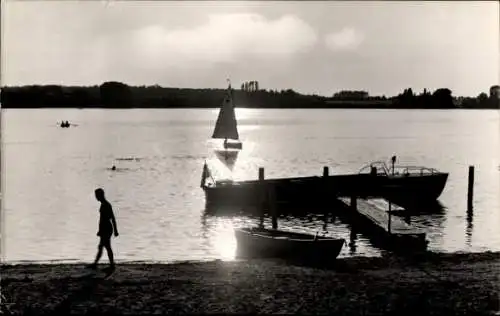 Ak Jessern Schwielochsee Brandenburg, Abendstimmung, Anleger, Boote