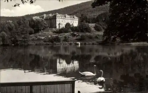 Ak Ilmenau in Thüringen, Ritzebühler Teich, Goethe-Oberschule