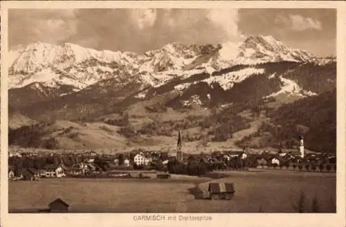 Ak Garmisch Partenkirchen in Oberbayern, Panorama, Dreitorspitze