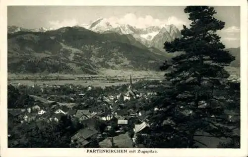 Ak Garmisch Partenkirchen in Oberbayern, Panorama, Zugspitze