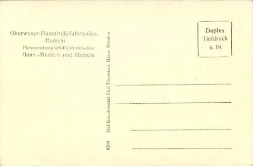 Ak Stahle Höxter an der Weser, Kiekenstein, Dampfer Oberweser Dampfschifffahrts Ges. Hameln