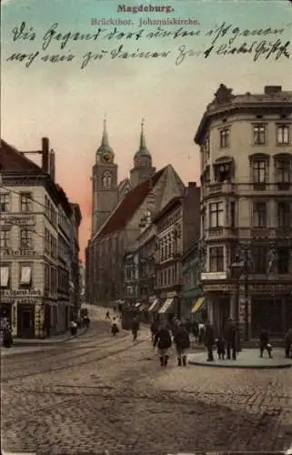 Ak Magdeburg an der Elbe, Brücktor, Johanniskirche