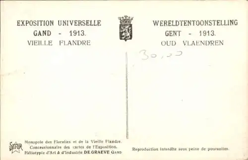 Ak Gand Gent Ostflandern, Vieille Flandre, Entrée, chaussée de Courtrai, 1913