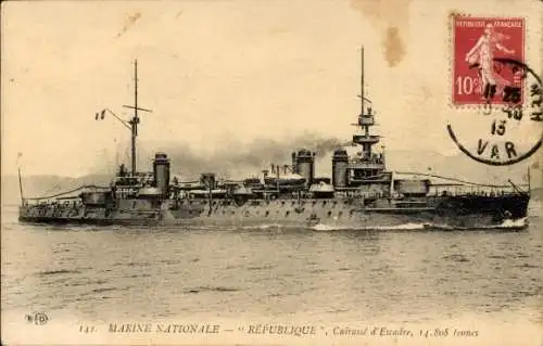 Ak Französisches Kriegsschiff Republique