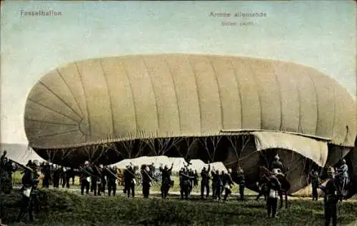 Ak Fesselballon, Deutsche Soldaten in Uniformen