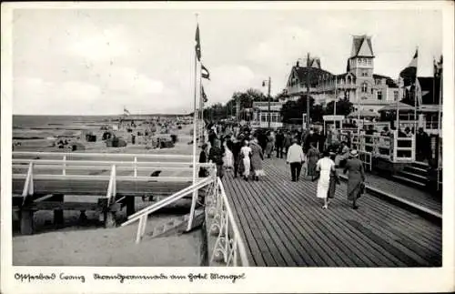 Ak Selenogradsk Ostseebad Cranz Ostpreußen, Strandpromenade am Hotel Monopol