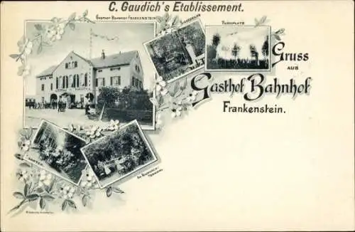 Ak Frankenstein Oederan, Gasthof Bahnhof, Turnplatz