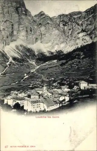 Ak Leuk Loèche Loueche Village Kanton Wallis, Ort mit Umgebung