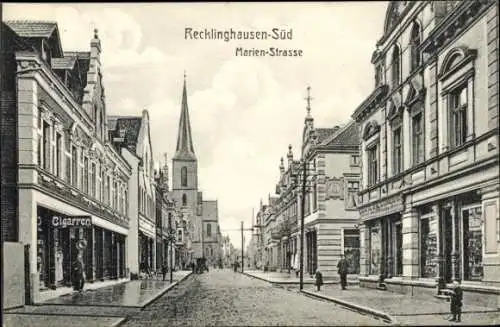 Ak Recklinghausen Süd, Marienstraße, Kirche, Zigarrengeschäft