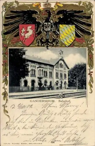 Präge Wappen Litho Bad Gandersheim am Harz, Bahnhof