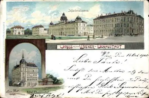 Künstler Litho Wien 1 Innere Stadt, Infaneriekaserne, Hotel Theresienhof