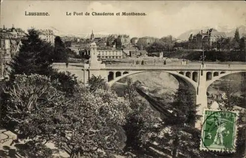 Ak Lausanne Kanton Waadt, Pont de Chauderon, Montbenon