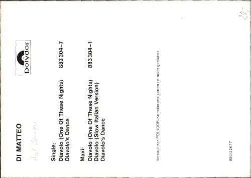 Ak Sänger Di Matteo, Portrait, Autogramm