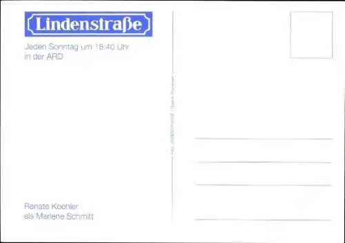 Ak Schauspielerin Renate Koehler, Portrait als Marlene Schmitt in Lindenstraße, Autogramm