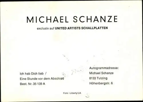 Foto Sänger Michael Schanze, Portrait, Autogramm
