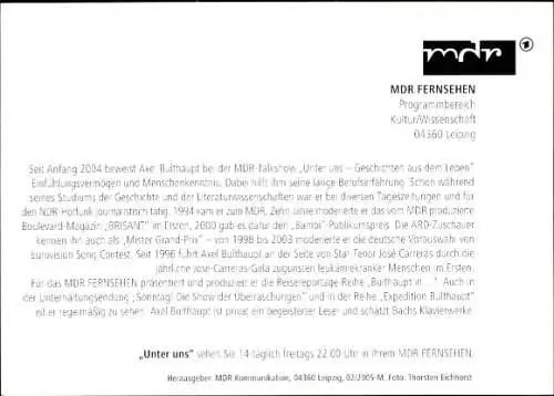 Ak Moderator Axel Bulthaupt, Portrait, Autogramm