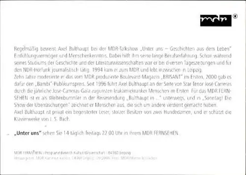 Ak Moderator Axel Bulthaupt, Portrait, Autogramm