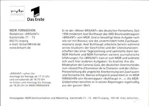 Ak Moderator Axel Bulthaupt, Portrait, Autogramm