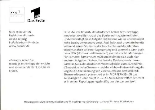 Ak Moderator Axel Bulthaupt, Portrait, Autogramm