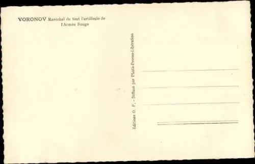 Ak Hauptmarschall Nikolai Nikolajewitsch Woronow, Portrait