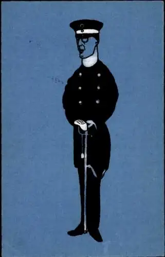 Künstler Ak Soldat in Uniform, Säbel