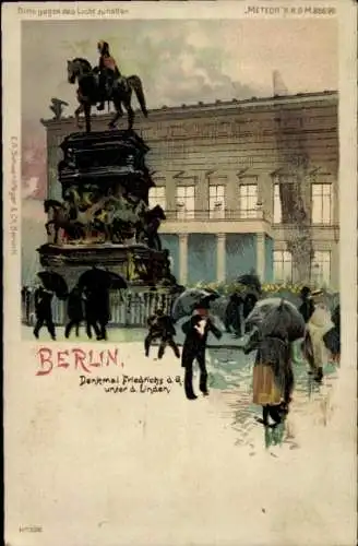 Halt gegen das Licht Litho Berlin Mitte, Unter den Linden, Denkmal Friedrich des Großen