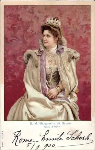 Litho Königin Margarethe von Italien, Portrait