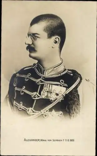 Ak Alexander, König von Serbien, Portrait