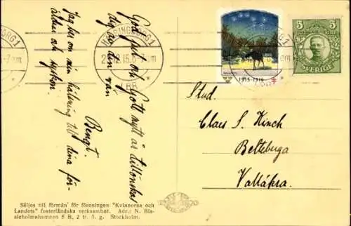 Ak Schweden ?, Soldaten mit Flagge