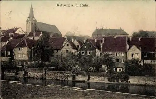 Ak Kettwig Essen im Ruhrgebiet, Teilansicht, Kirche