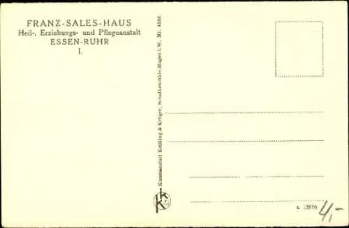 Ak Essen im Ruhrgebiet, Franz-Sales-Haus, Heilanstalt, Erziehungsanstalt, Antoniushaus, Schutzengel