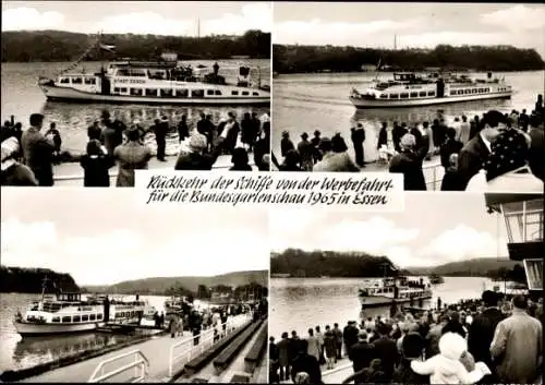 Ak Bredeney Essen im Ruhrgebiet, Baldeneysee, Rückkehr der Schiffe von der Werbefahrt 1965