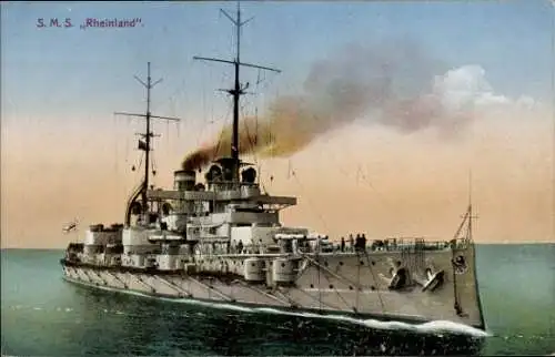 Ak Deutsches Kriegsschiff, SMS Rheinland, Großlinienschiff, Kaiserliche Marine