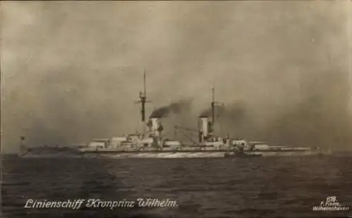 Ak Deutsches Kriegsschiff, Linienschiff Kronprinz Wilhelm, Kaiserliche Marine