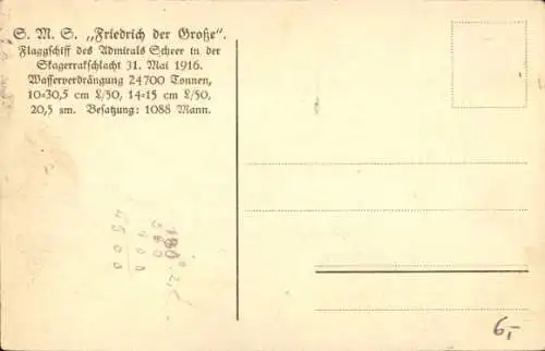 Ak Deutsches Kriegsschiff, S.M.S. Friedrich der Große, Kaiserliche Marine