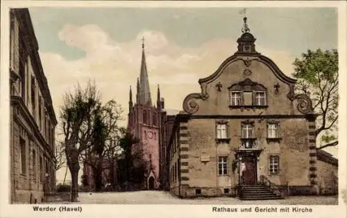 Ak Werder an der Havel, Rathaus, Gericht, Kirche