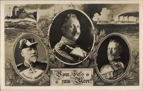 Ak Kaiser Wilhelm II., Großadmiral Prinz Heinrich von Preußen, Großadmiral von Kösler