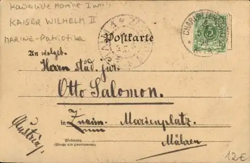 Künstler Ak Weyl, Kaiser Wilhelm II., Portrait, Segelschiffe