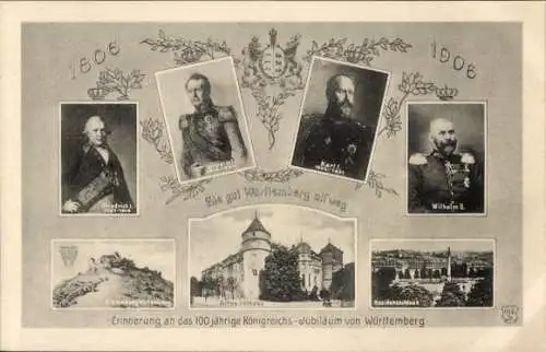 Ak Adel Württemberg, Wilhelm II, Karl I, Friedrich I, Residenzschloss