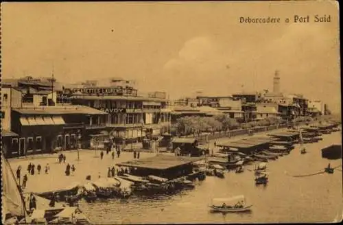 Ak Port Said Ägypten, Anleger, Promenade, Geschäfte