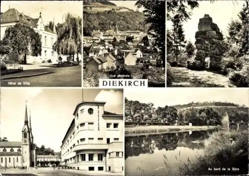 Ak Diekirch Luxemburg, Rathaus, Brücke, Marktplatz, Fels