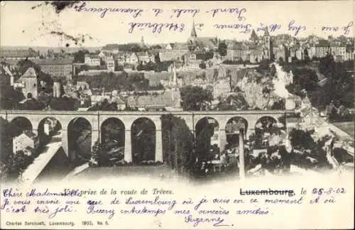 Ak Luxemburg Luxembourg, Stadt mit Viadukt