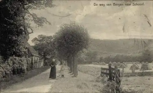 Ak Bergen Nordholland Niederlande, Die Straße von Bergen nach Schoorl