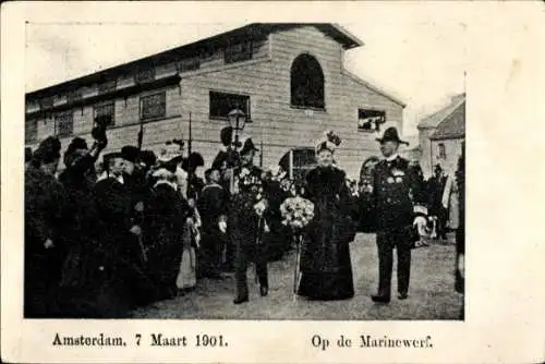 Ak Amsterdam Nordholland Niederlande, Auf dem Marinewerft, 7. März 1901