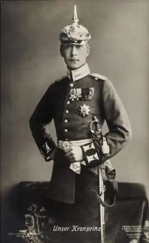 Ak Kronprinz Wilhelm von Preußen, Portrait in Uniform, Pickelhaube, Liersch 1786