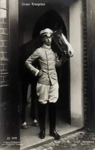 Ak Kronprinz Wilhelm von Preußen, Portrait in Uniform, Pferd, PH 2085