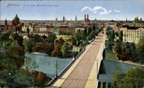 Ak München, Totalansicht, Blick vom Maximilianeum