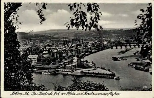 Ak Koblenz am Rhein, Das Deutsche Eck, Rhein, Mosel