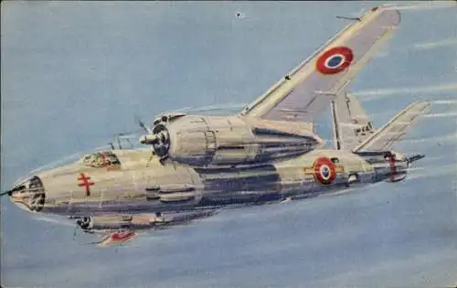 Künstler Ak Petit, Louis, Französisches Kampfflugzeug, Martin B-26 Marauder, Aviation Francaise