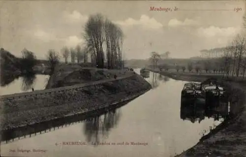 Ak Maubeuge Nord, Sambre flussabwärts von Maubeuge